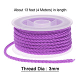 1 x Brand New sourcing map 2pcs Nylon Thread Twine Beading Cord 3mm Extra Strong Braided Nylon Crafting Cord for Bracelets Jewelry Making DIY Craft 4M 13 Ft, Light Purple - RRP €13.55