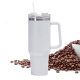 10 x RAW Customer Returns Double-walled stainless steel thermal mug with straw, 40oz 1200ml mug tumbler with handle and lid, vacuum insulated mug, car mug travel mug, thermos bottle lid serves as a mug white  - RRP €249.9