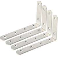 1 x RAW Customer Returns Sayayo Shelf Brackets White 20CM Heavy Shelf Brackets 4MM Thickness Stainless Steel Corner Bracket, Wall Shelf Bracket Shelf Supports, 4 Pieces, EJ5208W-4P - RRP €18.64