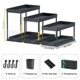 1 x RAW Customer Returns SKYSER 2 Tier Kitchen Under Sink Organizer, with 4 Hooks, 8 Non-Slip Mats and 1 Hanging Cup Detergent Holder Organizer Under Kitchen Sink 2 Pack, Black  - RRP €39.99