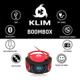 1 x RAW Customer Returns KLIM Boombox Radio with CD Player - NEW 2024 - FM Radio, CD Player, Bluetooth, MP3, USB, AUX - Includes rechargeable batteries - Wired and wireless modes - Compact and robust Red  - RRP €59.97