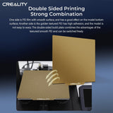 1 x RAW Customer Returns Creality Official Double Sided PEI Sheet and Magnetic Sticker 235 235mm, Golden PEI Smooth Textured Spring Flexible Build Plate for 3D Printer Ender-3 3 S1 3 S1 Pro 5S1 Ender-3 Neo 3 V2 Neo 3 V3 SE - RRP €24.1