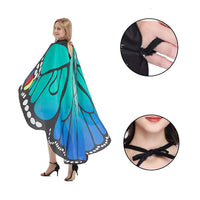 1 x Brand New Butterfly wings, women s butterfly costume, butterfly wings adult poncho cape, 168 135cm, soft and breathable, for Christmas and Halloween party blue green - RRP €18.14