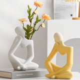 1 x RAW Customer Returns Arawat Denker Vase for Pampas Grass Decoration Living Room Modern White Body Vases Decoration Aesthetic Vase Book Face Flower Vase Ceramic Tulip Vase Book Vase Gift Sculpture Decoration Modern 19 cm Nordic Vase White - RRP €18.95