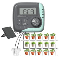 1 x RAW Customer Returns solucontech solar irrigation system - automatic drip irrigation for up to 15 plants with 15 m hose for garden and balcony potted plants outdoors including LCD display - easy installation - RRP €60.41