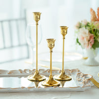 1 x RAW Customer Returns Romadedi candle holder metal gold set of 6 - decorative vintage candle holder in different sizes candle stand for pillar candles tapered candles wedding party Christmas table decoration 15 19 24cm - RRP €36.99