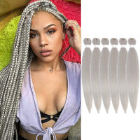 6 x Brand New WIGENIUS Pre-stretched Braiding Hair Silver 26 Inch 6 Packs Lot Easy Braid Professional Synthetic Fiber Crochet Braids Yaki Texture Braiding Hair Extensions Silver  - RRP €139.08