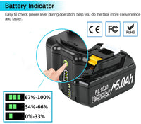 1 x RAW Customer Returns 2X 18V 5000mAh Li-Ion replacement battery for Makita BL1850B BL1850 BL1860 BL1830 BL1840 BL1835 BL1845 BL1820 LXT-400 tool batteries with LED indicator - RRP €54.44