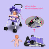 4 x Brand New Umbrella Stroller for Dolls, ANIVIA Toys Doll Stroller for Children with Basket and Mute Wheels, Ideal for Dolls up to 18 DA004L PURPLE  - RRP €196.0