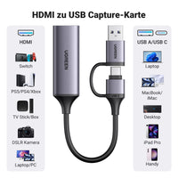 1 x RAW Customer Returns UGREEN HDMI Video Capture 4K 1080P HD 60FPS USB C Input HDMI Video Capture Card for Streaming Video Games OBS Compatible with PC Switch PS5 Xbox TV Stick Camera MacBook iPad - RRP €25.99