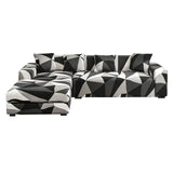 1 x RAW Customer Returns SHANNA Sofa Cover with Peninsula, Chaise Longue Sofa Cover, Elastic L-Shaped Sofa Cover Corner Sofa Slipcovers for Living Room with 4 Pillow Cases Black, 3 Seater 3 Seater  - RRP €51.72