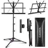 1 x RAW Customer Returns CAHAYA 2 in 1 Dual Use Foldable Music Stand Desktop Book Stand Higher Version Lightweight Portable Adjustable with Carrying Bag, Metal Music Stand with Music Clip Holder CY0305 - RRP €25.93