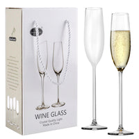 3 x RAW Customer Returns HENGBIRD set of 2 royal champagne glasses 165ml, height 27cm, modern clear champagne glass with foot, champagne flute for prosecco, champagne Co, transparent glasses for weddings, parties, birthdays - RRP €61.2