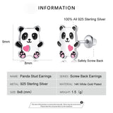 1 x RAW Customer Returns Girls Earrings 925 Sterling Silver Post Hypoallergenic Screw Back with Safety Stud Earrings for Children Girls Women Jewelry Panda  - RRP €18.99