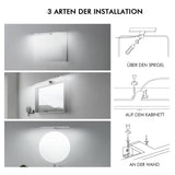 1 x RAW Customer Returns Hommie LED mirror light bathroom, 60CM mirror light with switch 15W 1200Lm 6000K neutral white mirror lamp bathroom 230V, mirror lamps mirror bathroom cabinet, IP44 waterproof bathroom mirror light - RRP €40.99