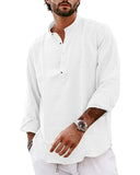 1 x RAW Customer Returns YAOBAOLE Men s Casual Shirt Linen Shirt Autumn Men s Work Shirt Men s White 3XL - RRP €25.19