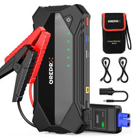 1 x RAW Customer Returns GREPRO Jump Starter Power Bank up to 10.0L Petrol, 8.0L Diesel , Car Jump Starter Power Bank for 12V Jump Starter, 3000A Portable Jump Starter with USB Quick Charge 3.0 Ports, LED Flashlight Compass - RRP €76.99