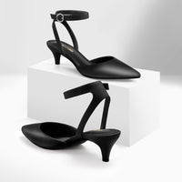 1 x RAW Customer Returns PIZZ ANNU women s pumps with kitten heel, elegant and comfortable strappy pumps with closed toe, glitter shoes EU 38 black - RRP €38.99