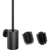 1 x RAW Customer Returns WAVEWO silicone toilet brush and holder, toilet brush holder with 2 brush heads, toilet brush made of 304 stainless steel for bathroom cleaning, toilet brushes with wall mounting round silver  - RRP €29.99