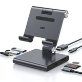 1 x RAW Customer Returns ESR 8-in-1 Portable Stand Hub, USB C Hub Docking Station, 4K 30Hz HDMI, 100W Power Delivery, 2 USB 3.0, 3.5 mm jack, SD microSD card reader, compatible with iPad Pro Surface USB C tablets and cell phones - RRP €57.47