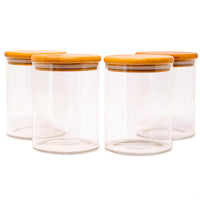 1 x RAW Customer Returns LG Luxury Grace Set 4 Glass Jars, 0.75 L 13.5x10 cm . Kitchen Jars with Bamboo Lid. Airtight Food Containers with Silicone Ring. Jars with Labels and Markers. - RRP €23.23