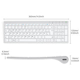 1 x RAW Customer Returns iClever Wireless Keyboard Mouse Set, Rechargeable Wireless Keyboard, QWERTZ Layout German , Ultra Thin for Computer Desktop PC Laptop Windows 10 8 7, White and Silver - RRP €26.81