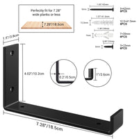 1 x RAW Customer Returns Housolution 7.25inch 185mm Metal Shelf Brackets, 4 Pieces Industrial Wall Bracket, DIY Heavy Duty Angle Brackets for Floating Shelf Floating Shelves, Black - RRP €22.64