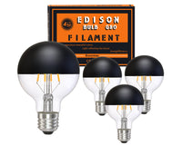 1 x RAW Customer Returns KOOYWAN LED G80 E27 Filament Lamp 6 Watt Head Mirror Black 2700K Warm White Frosted Black Crown Shadowless Light Bulb Pack of 4 - RRP €30.99