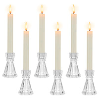 1 x Brand New Romadedi Glass Candle Holders, 6 Pieces Clear Tapered Candle Holders for Wedding Decoration, Bulk Centerpiece for Standard Candles, Christmas Party Table, Living Room, Dinner, - RRP €25.99