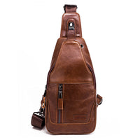 1 x RAW Customer Returns Leathario Men s Chest Bag Leather Sling Bag Crossbody Bag Chest Bag Shoulder Backpack Sling Backpack for Leisure Outdoor Sports Travel Hiking School Brown - RRP €36.38