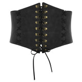 1 x RAW Customer Returns Women s Viking Costume Renaissance with Toggle Switch Corset Belt Wide Leather Belt Black Wide S - RRP €21.99