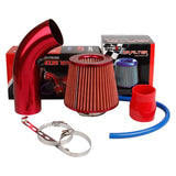 1 x RAW Customer Returns Pindex Car Sports Air Filter Universal Air Inlet Filter Carbon Fiber Cone Filter with Air Intake Hose - Red - RRP €40.33