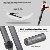 1 x RAW Customer Returns koolehaoda Carbon Fiber Monopod 6 Sections Portable Compact Monopod Unipod Stick. 22lb 10kg maximum load - MP286C - RRP €58.89