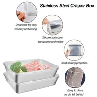 1 x RAW Customer Returns SUPRROW Pack of 2 cold cuts boxes for refrigerator cold cuts box fresh food storage containers with lid stainless steel cold cuts container stackable, reusable, dishwasher, for meat, cheese - RRP €15.12