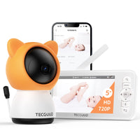 1 x RAW Customer Returns TECGUUD baby monitor with camera with smartphone app control, baby monitor with 5 screen, baby monitor camera with audio, baby monitor with camera with night view - RRP €39.0