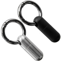 1 x RAW Customer Returns Pack of 2 Mini Titanium Pill Box Key Ring, Waterproof Pill Box Metal, Pill Box for On the Go with Key Ring for Outdoor Travel Black, Silver  - RRP €18.14