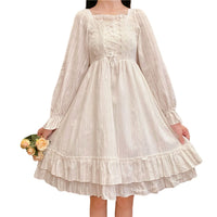 1 x RAW Customer Returns Himifashion Lolita Dress Teenage Girls Lace Ruffles Princess Dresses Japanese Long Sleeve Dress, White, L, HM-681 - RRP €26.99