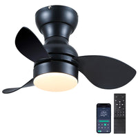 1 x RAW Customer Returns 56cm Small Ceiling Fan with Lighting and Remote Control - Modern Low Profile Ceiling Fan with Dimmable LED Lighting, Ceiling Fan Light for the Bedroom, White - RRP €89.24