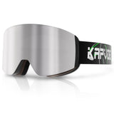 1 x RAW Customer Returns KAPVOE OTG Magnetic Ski Goggles - Frameless Design, Ideal for Men, Women and Juniors. UV400 and Anti-Fog Protection, Compatible Helmet 05 silbrig Black - RRP €34.32