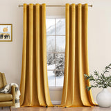 1 x RAW Customer Returns MIULEE Mustard yellow velvet curtain with eyelets, beautifully soft velvet curtains for decoration, bedroom, living room, pack of 2 opaque velvet curtains, each 280 cm high, thick velvet thermal curtain winter - RRP €60.48