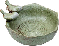 3 x RAW Customer Returns Rigute bird bath frost-proof with birds round green bird bath feeding bowl bird basin garden decoration frost-proof - RRP €59.73