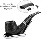 1 x RAW Customer Returns Joyoldelf Oak Tobacco Smoking Pipe Set, Black Smoking Pipes with Foldable Pipe Holder, Reamer, 3 in 1 Pipe Scraper and Other Accessories - RRP €36.99