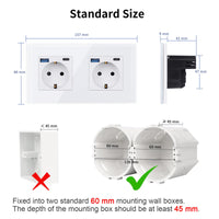 1 x RAW Customer Returns CNBINGO glass double socket with USB ports Type-C and Type-A support 20W fast charging - double socket flush-mounted in white - Schuko protective contact wall socket with glass frame - RRP €23.69