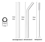 1 x RAW Customer Returns Glass straws reusable 13 pieces - 5 curved glass straws and 5 straight glass straws 15cm with 3 cleaning brushes, suitable for bubble tea, cocktail, juices, slush - RRP €6.04