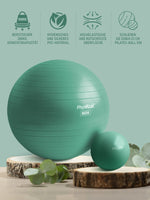 1 x RAW Customer Returns PhysKcal 65cm Exercise Ball Green 23cm Thick Pilates Ball Set Anti-Burst Anti-Slip Balance Ball Yoga Ball for Home Gym Office - RRP €30.0