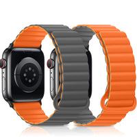 1 x RAW Customer Returns HITZEE Compatible with Apple Watch Strap 49mm 45mm 44mm 42mm 41mm 40mm 38mm, Double-Sided Silicone Magnetic Band Compatible for Apple Watch Ultra 2 Series 9 8 7 SE 6 5 4 44 45 49, Gray Orange  - RRP €22.59