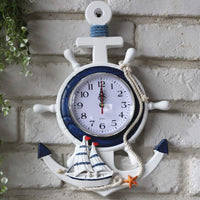 1 x RAW Customer Returns Wakauto Maritime Wooden Anchor Wall Clock with Star Vintage Rustic Nautical Sea Wall Art Ornament Steering Wheel Quartz Clock for Kids Living Room Bedroom Wall Hanger Decoration - RRP €18.31