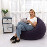 1 x RAW Customer Returns LONEEDY Inflatable Chair Sofa, Inflatable Seat Gaming Lounger, Indoor Outdoor Camping Garden Stylish Soft Plush Fabric for Adults Kids Single Ball Blue  - RRP €28.26