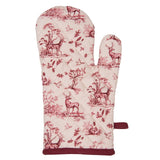 1 x Brand New HAES DECO Set of 2 oven gloves Size 18 x 30 cm Colors red burgundy white 100 cotton Collection Pretty Forest Oven gloves - RRP €20.4