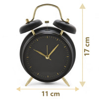 1 x RAW Customer Returns MIJOMA analog quartz alarm clock retro alarm clock matt black gold, 11 x 17 cm - RRP €18.6